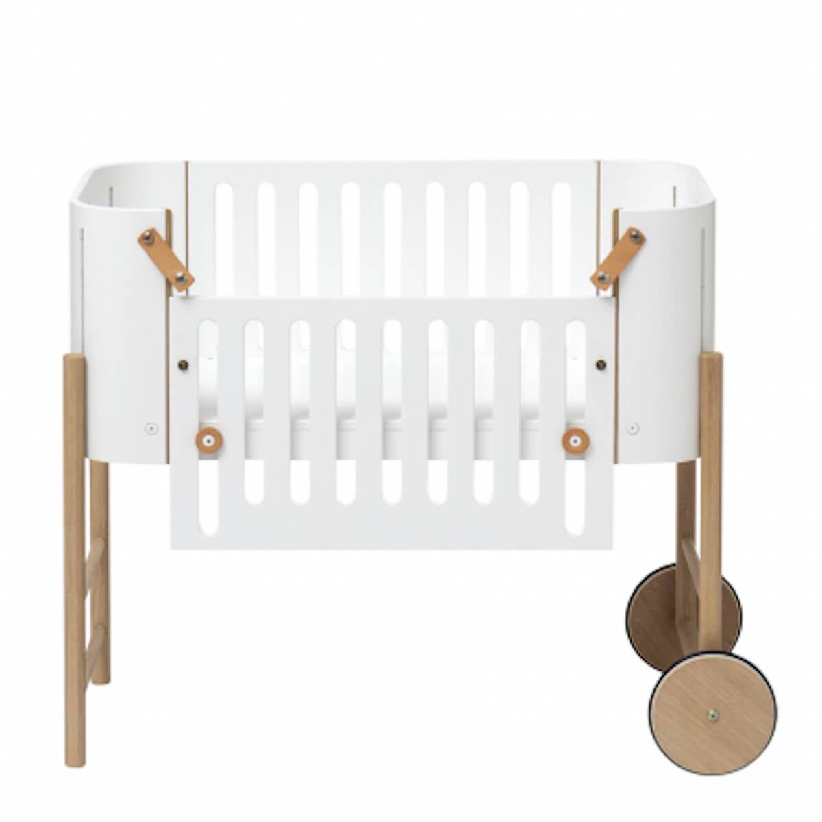 Beistellbett WOOD inkl. Umbauset zur Bank Oliver Furniture Weiß/Eiche