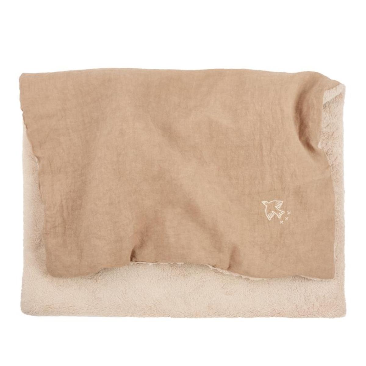 Bestickte Winterdecke 70x100cm FRENCH LINEN Nobodinoz sesame