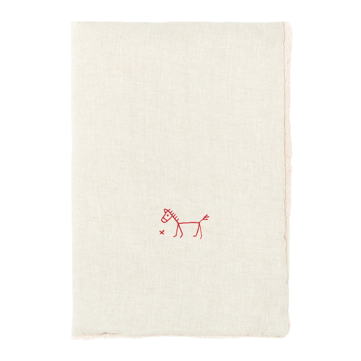 Bestickte Winterdecke aus französischem Leinen, greige. 140x100cm Nobodinoz