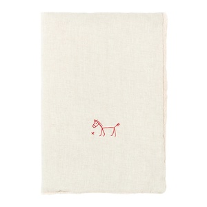 Bestickte Winterdecke aus französischem Leinen, greige. 140x100cm Nobodinoz