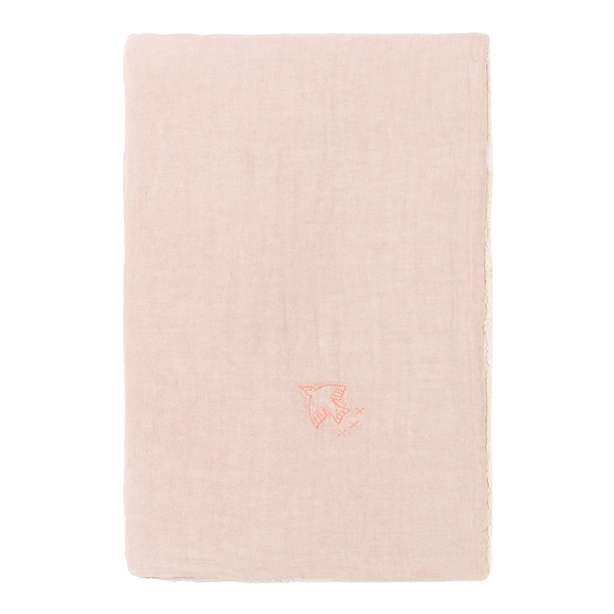 Bestickte Winterdecke aus französischem Leinen, mauve pink. 140x100cm Nobodinoz