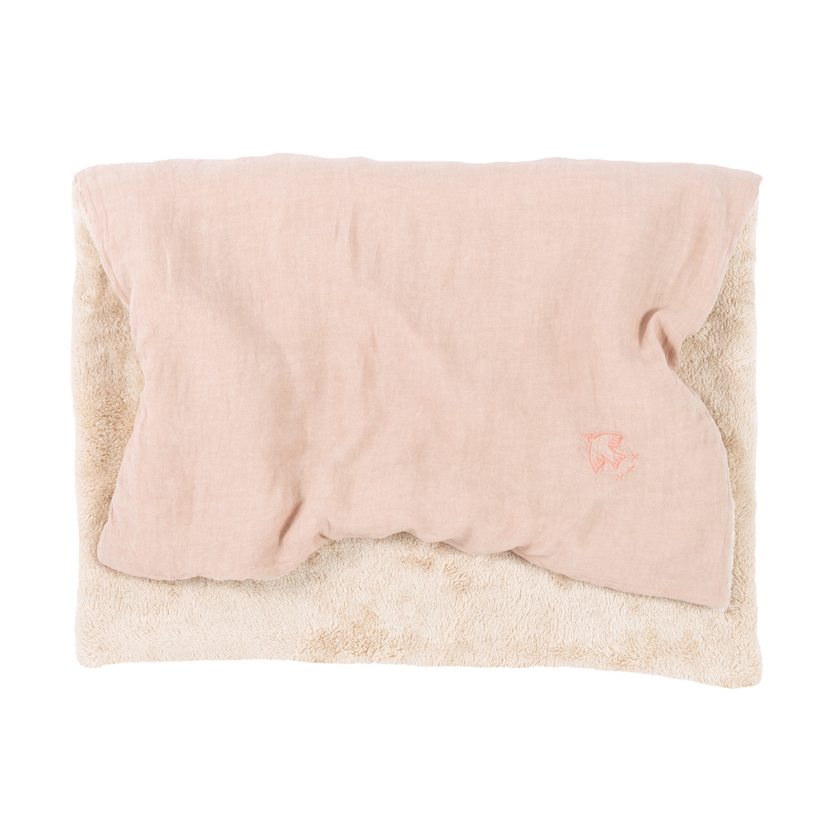 Bestickte Winterdecke aus französischem Leinen, mauve pink. 140x100cm Nobodinoz