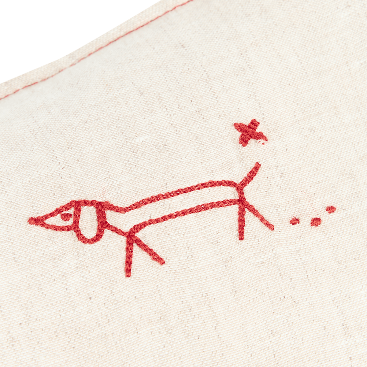 Besticktes Recheckkissen aus französischem Leinen. Greige. Maße: 50x30cm Nobodinoz