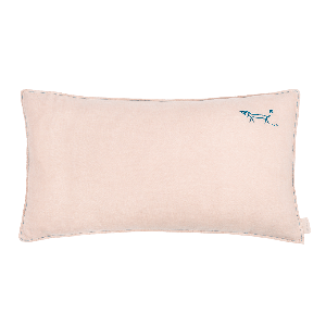 Besticktes Recheckkissen aus französischem Leinen. Mauve Pink. Maße: 50x30cm Nobodinoz