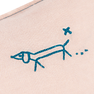 Besticktes Recheckkissen aus französischem Leinen. Mauve Pink. Maße: 50x30cm Nobodinoz