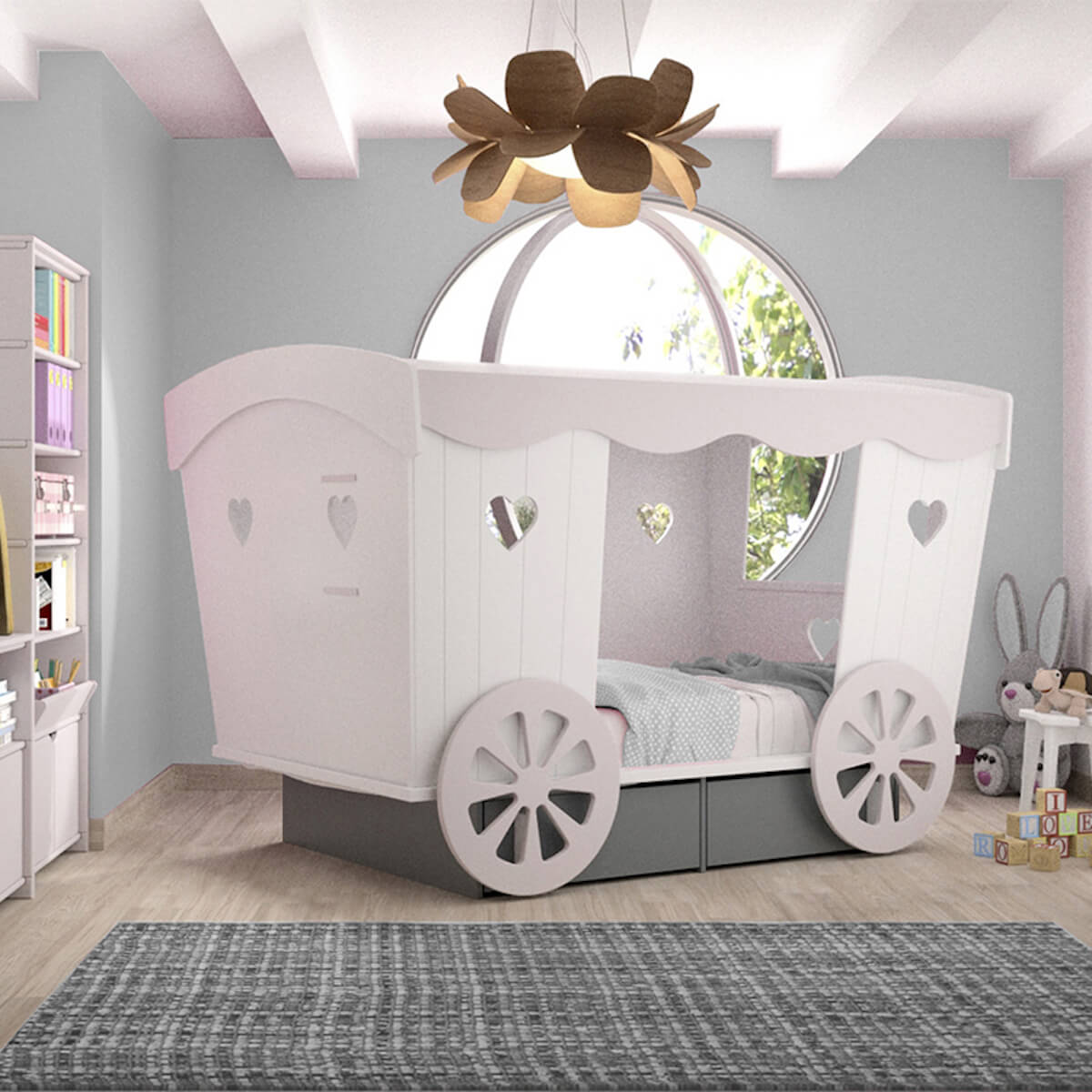 Bett 120x190cm ROULOTTE Mathy by Bols weiß und puderrosa