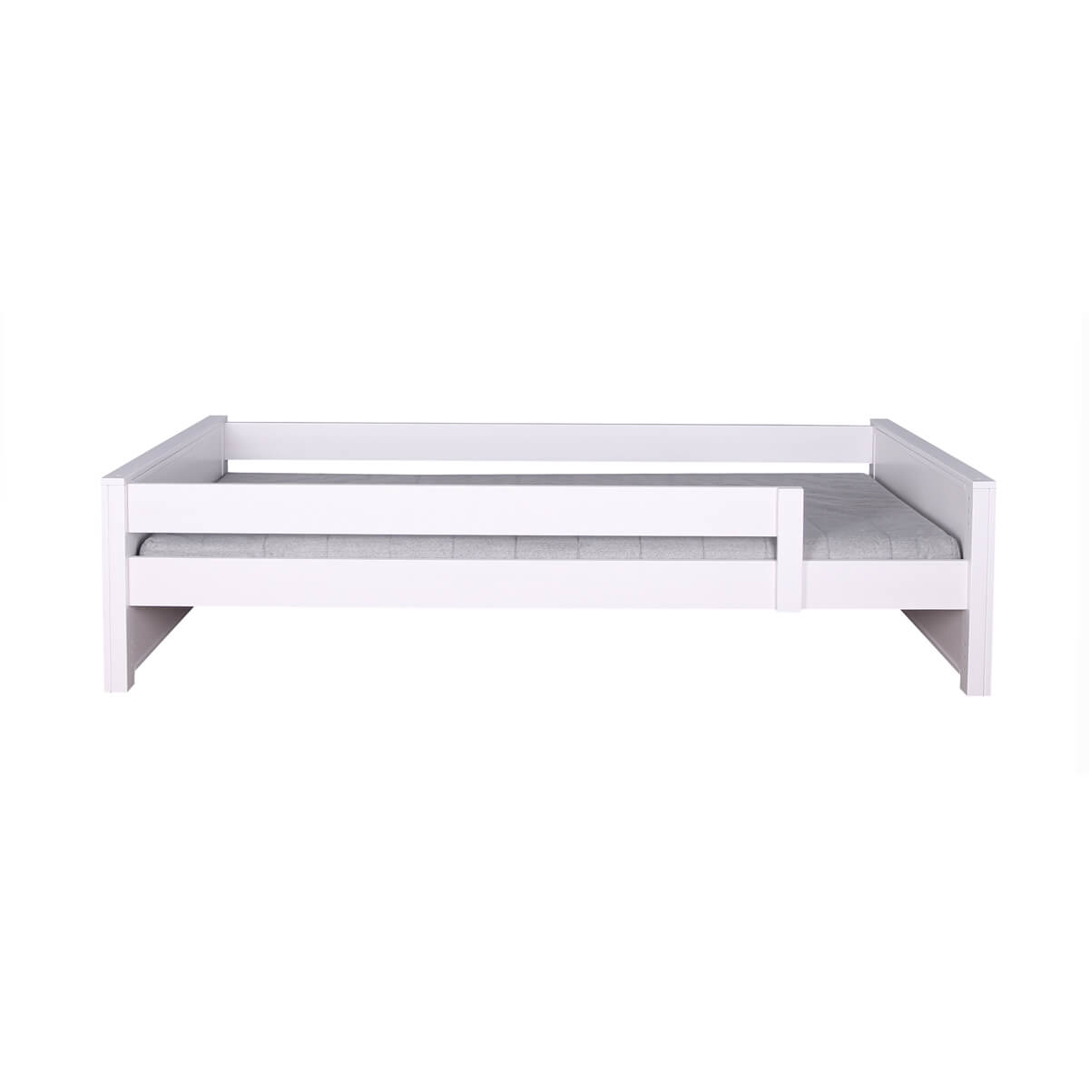 Bett Fallschutz niedrig 90x200cm KASVA Buche massiv weiß-lackiert