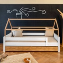 Bett niedrige Kabine KASVA Buche weiß lackiert-Eiche geölt