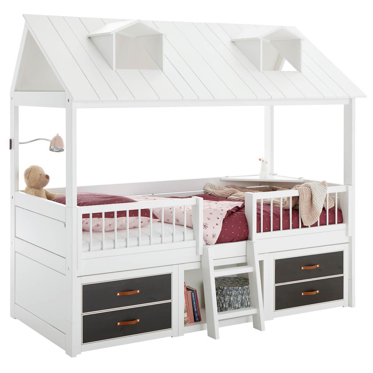 Bett + Rollrost 90x200cm zentrale Leiter BEACH HOUSE Lifetime weiß