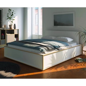 Bett SPAZE 140x200cm mit Kopfteil 2 Schubladen Müller Small Living weiß