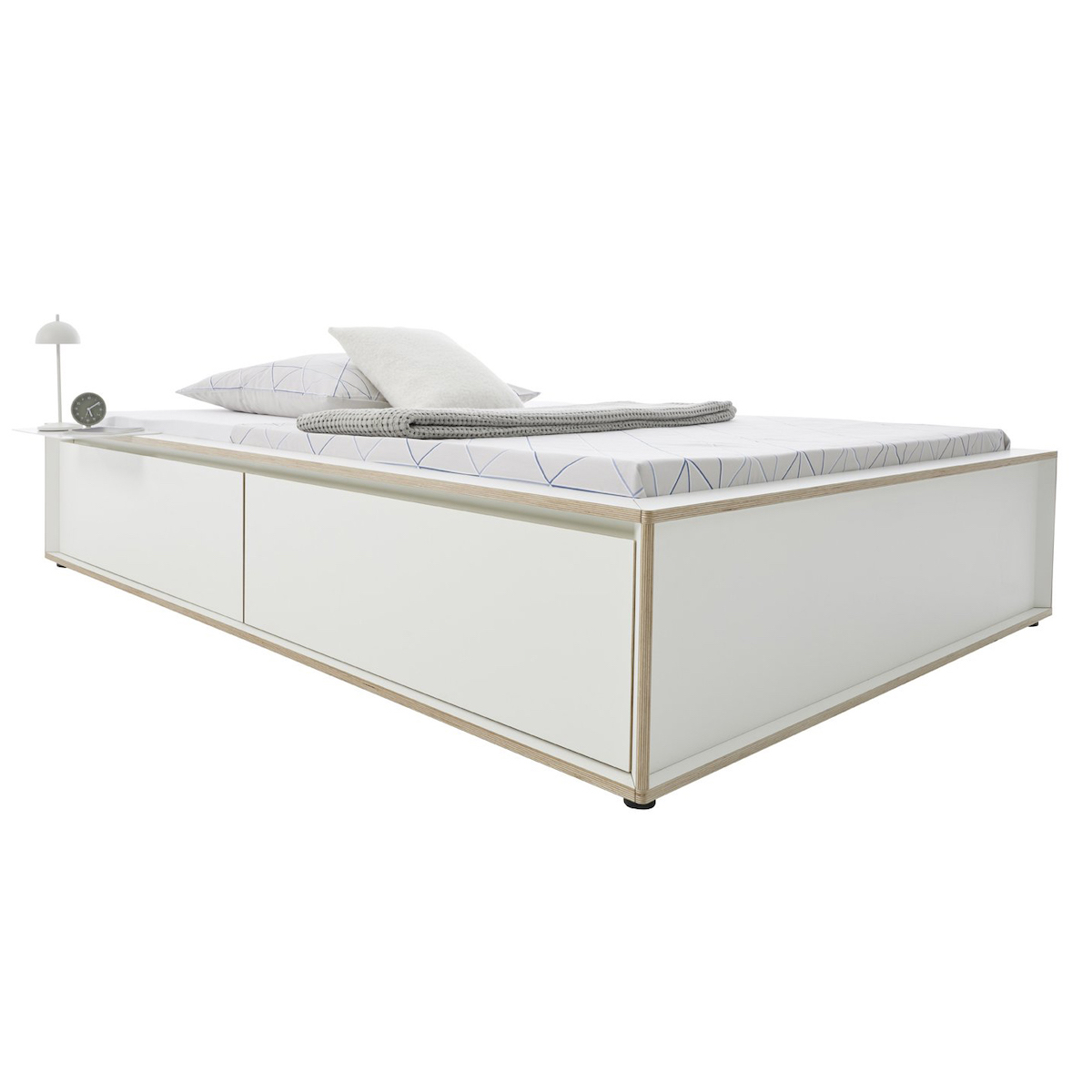 Bett SPAZE 90x200cm mit Kopfteil 2 Schubladen Müller Small Living weiß