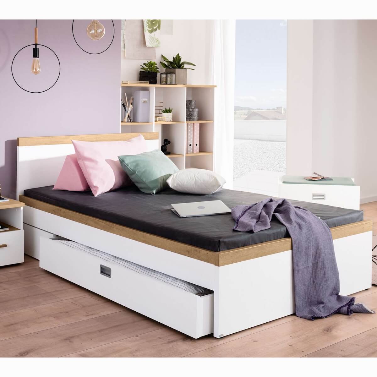 Bettschublade mit Rollen 3/4 Paidi weiß