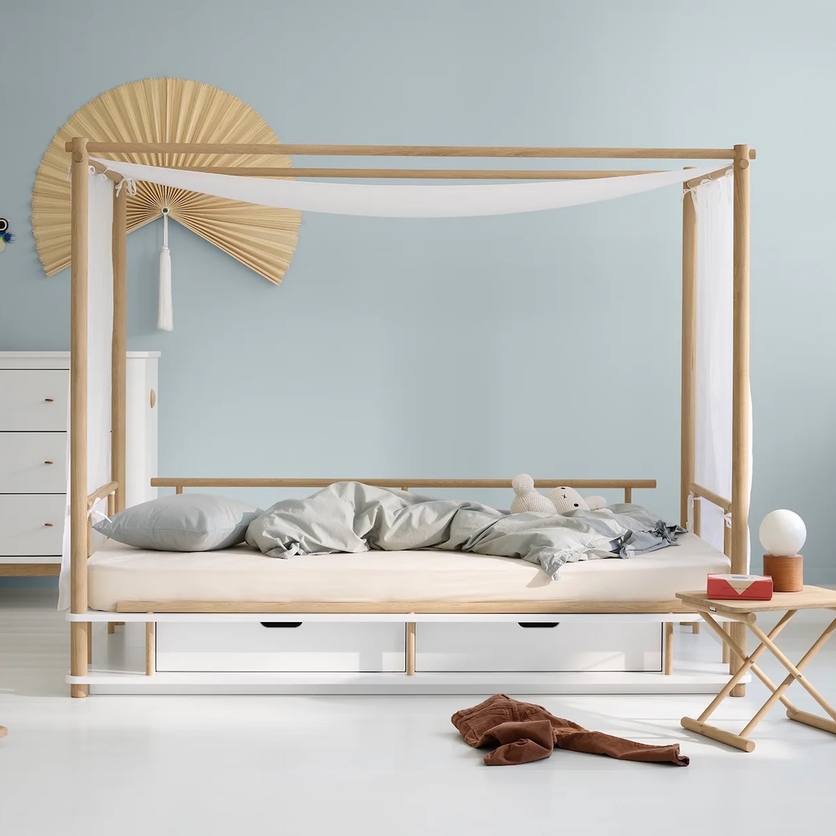 Bettsofa CAMP 90x180cm weiß/Eiche Oliver Furniture