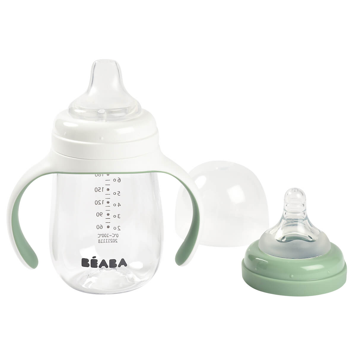 Biberón de aprendizaje antigoteo 2 in 1 210ml Beaba verde salvia