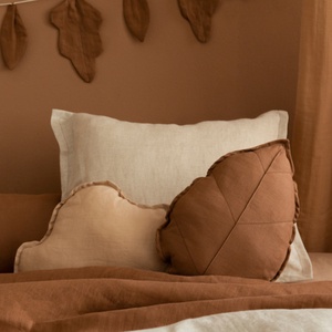 Blatt Kissen LIN FRANZÖSISCH Nobodinoz Noisette