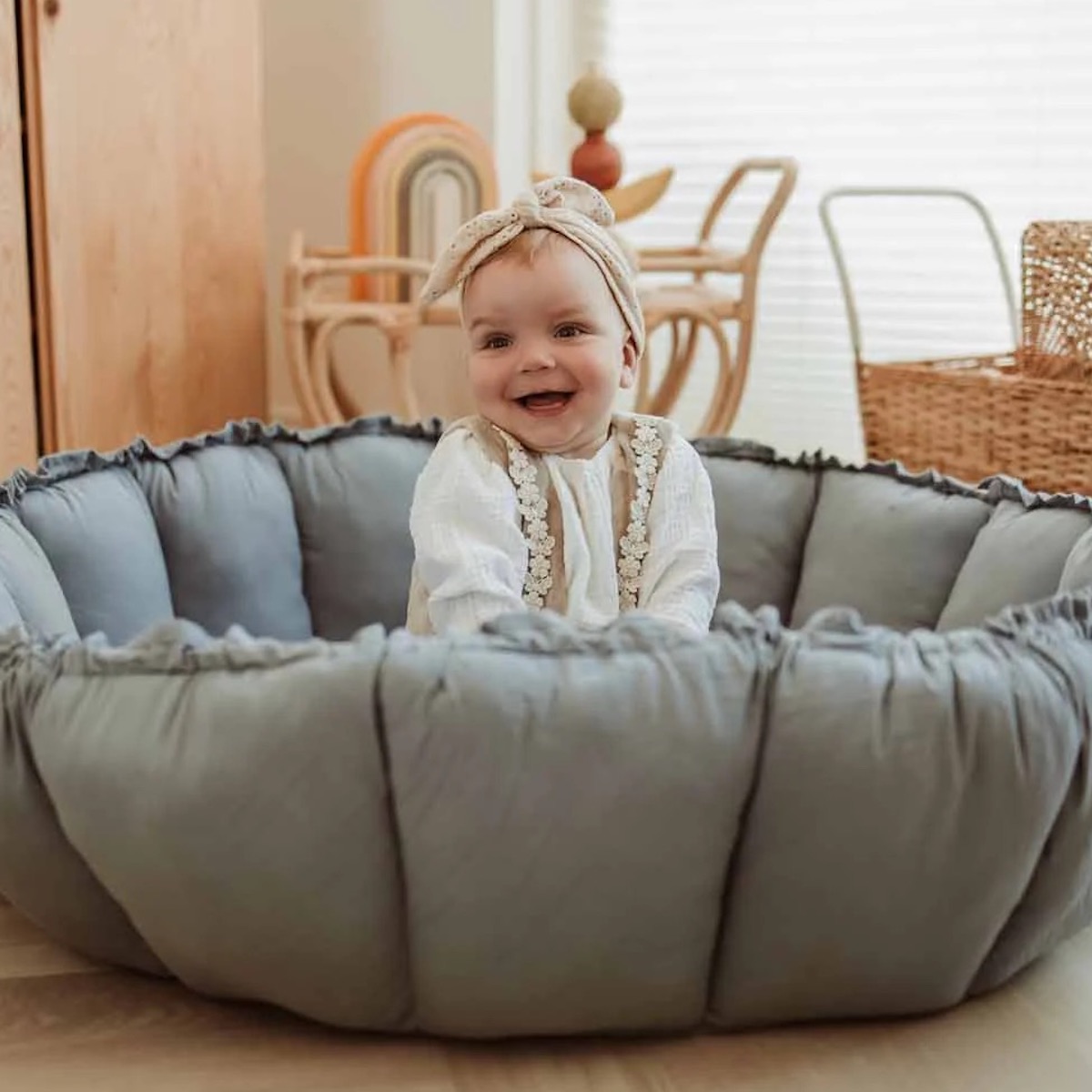 Bloom Dusty blue Organic Babymat