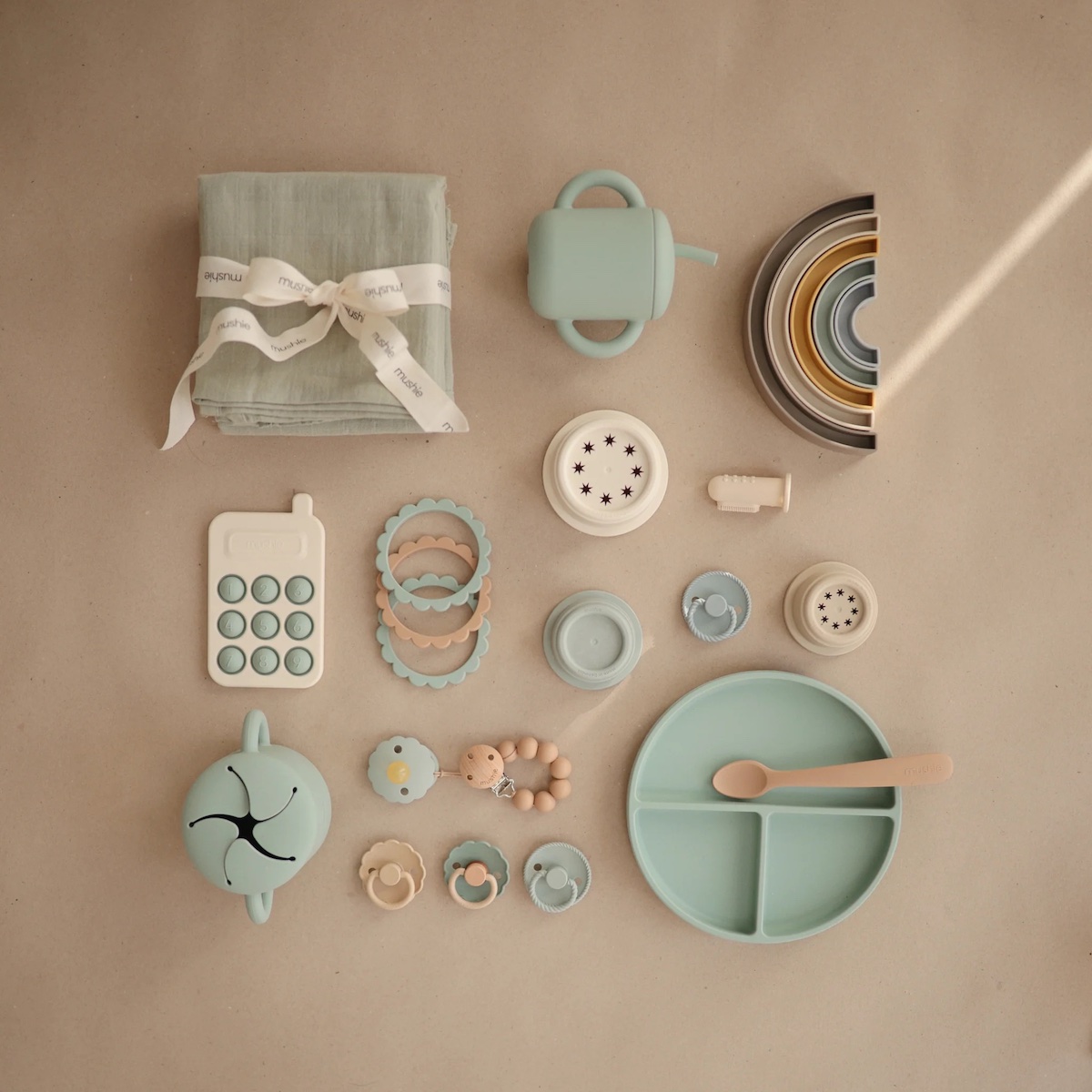 Blumenarmband Pack 3 Mushie Cambr.Blue Clementine Nat.  