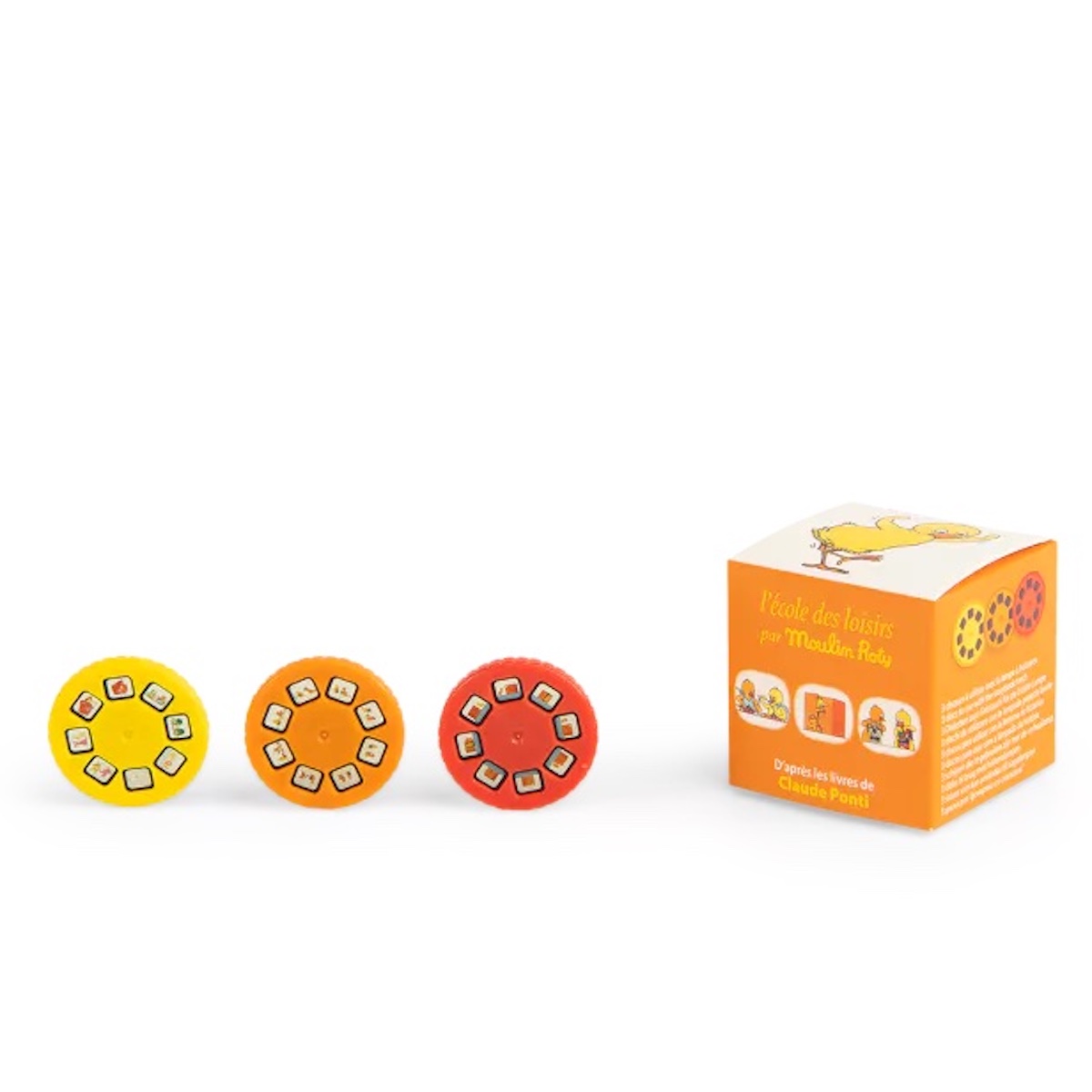 Boîte de 3 disques pour lampe Tromboline et Foulbazar Ecole des loisirs (emb/6) Moulin Roty