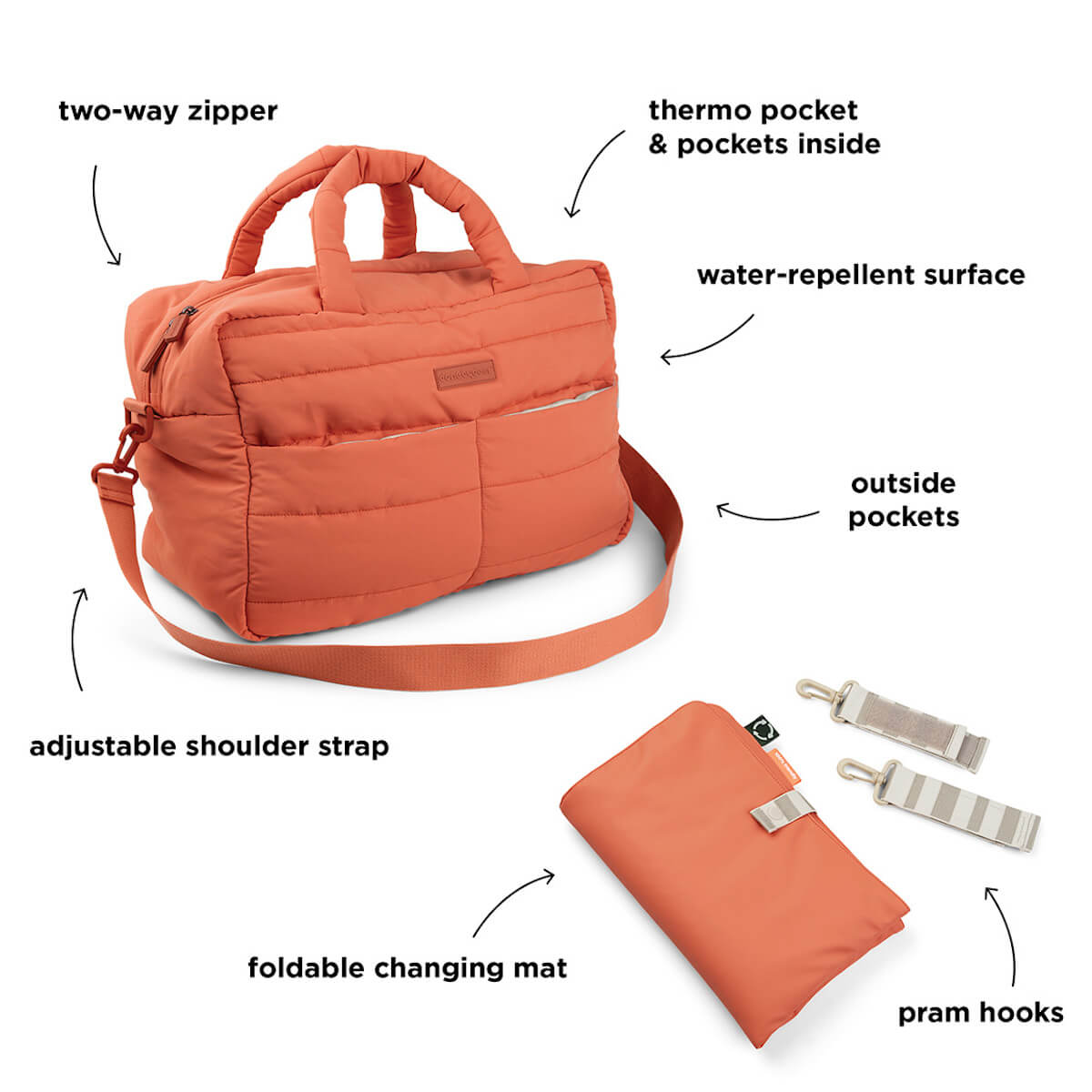 Bolso cambiador acolchado Papaya Done by Deer