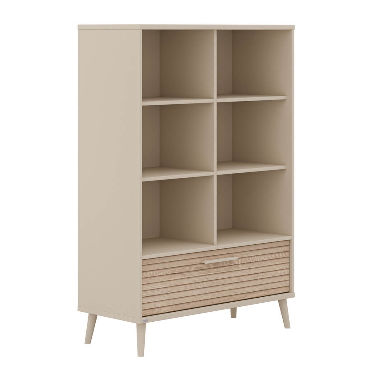Breitfußregal 6 offene Fächer, 1 Schublade Groovy Oak EEFJE Paidi Beige cashmere / Eiche