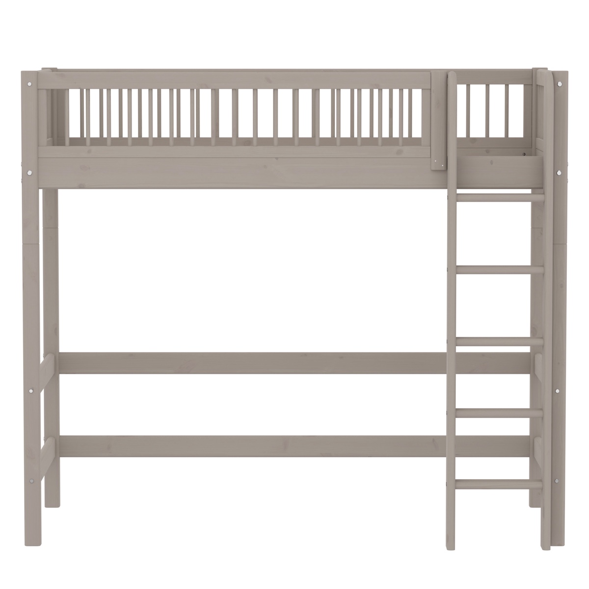 Cama alta clásica escalera recta madera de pino maciza espacio de almacenamiento/estación de trabajo en la parte inferior. FLEXA