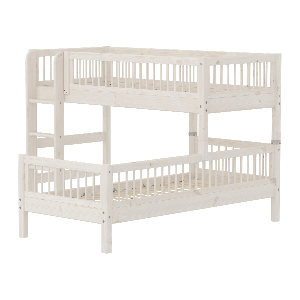 Cama combinada CLASSIC altura media escalera vertical protección contra caídas con puntales madera maciza de pino. FLEXA