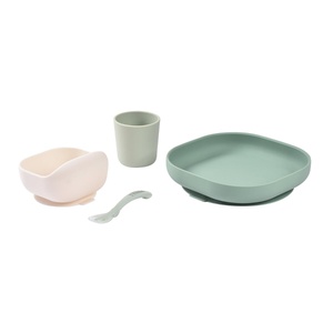 Coffret repas silicone 4 pièces Beaba Vert sauge-Vert de gris