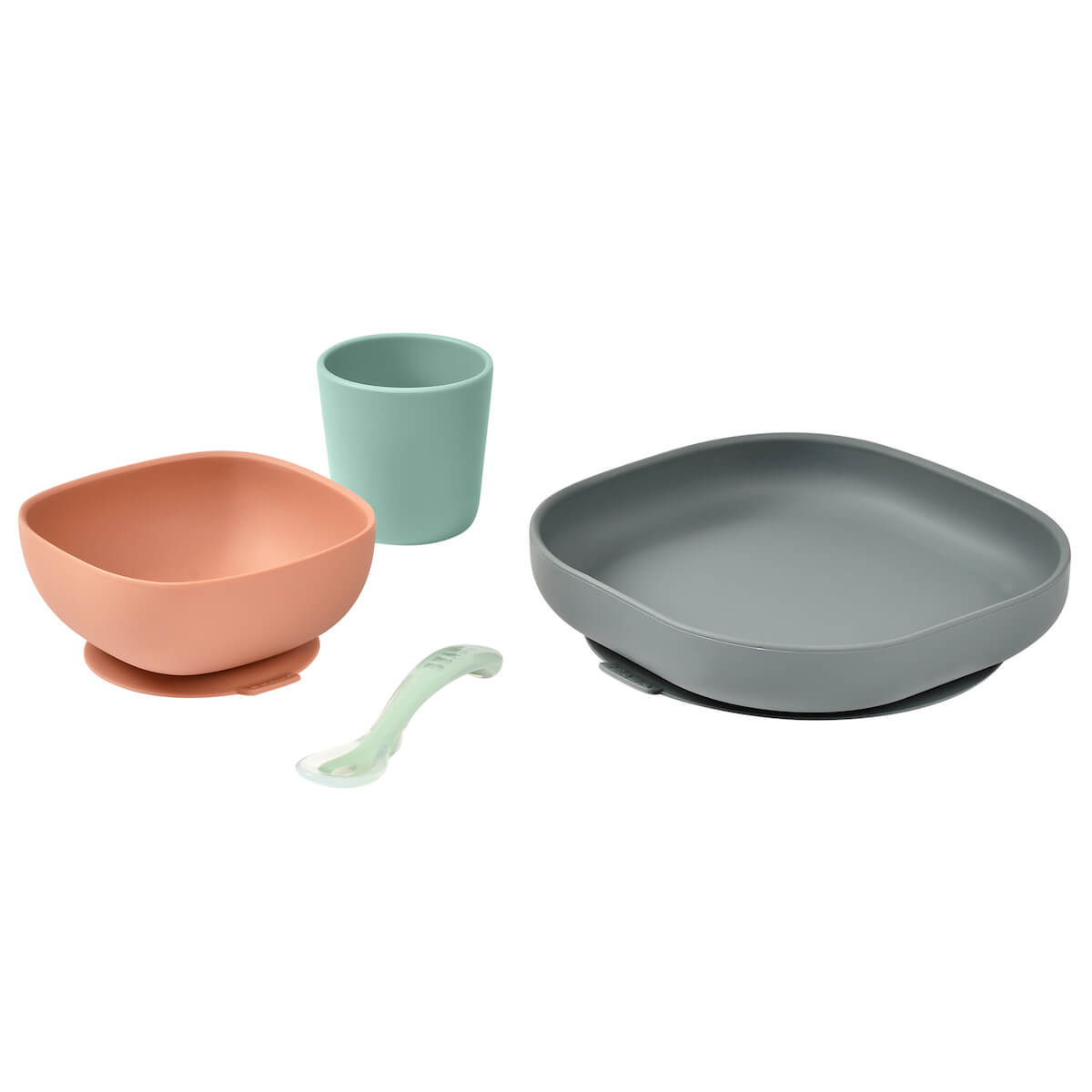 Coffret repas silicone 4 pièces mineral-vert-terracotta Beaba