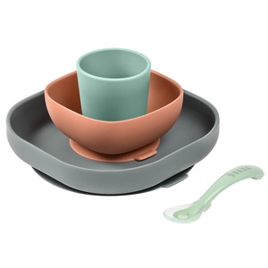 Coffret repas silicone 4 pièces mineral-vert-terracotta Beaba
