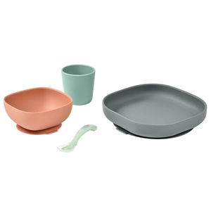 Coffret repas silicone 4 pièces mineral-vert-terracotta Beaba