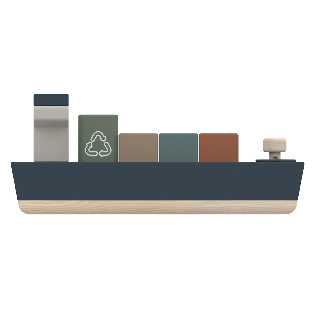 Container Ship Wooden Flexa 5 containers & load magnet blue