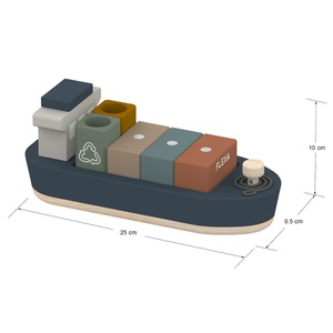 Container Ship Wooden Flexa 5 containers & load magnet blue