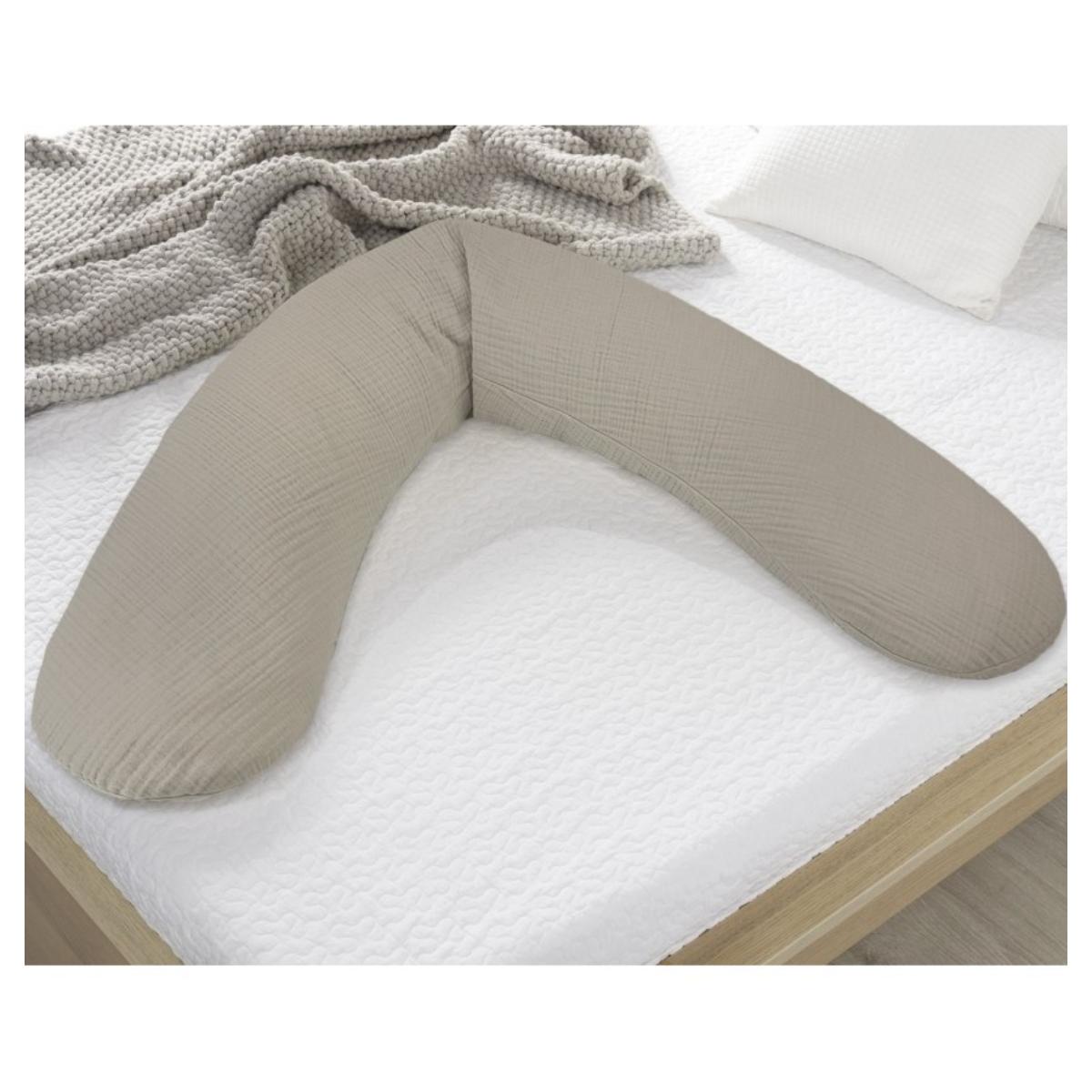 Coussin avec housse muslin 190x40cm Theraline taupe