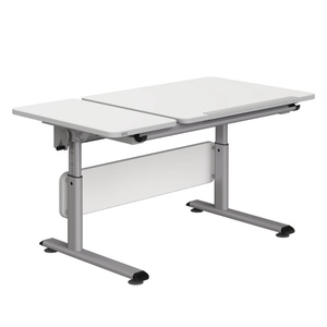 DIEGO GT Schreibtisch 130 x 70 cm, kreideweiße Tischplatte, silberner Rahmen DIEGO Schreibtische Paidi Silber / Weiß