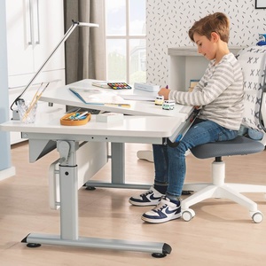 DIEGO GT Schreibtisch 130 x 70 cm, kreideweiße Tischplatte, silberner Rahmen DIEGO Schreibtische Paidi Silber / Weiß
