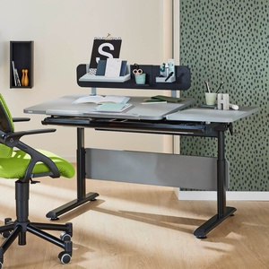 DIEGO GT Schreibtisch 130 x 70 cm, schiefergraue Tischplatte, schwarzer Rahmen DIEGO Schreibtische Paidi Schwarz / Weiß