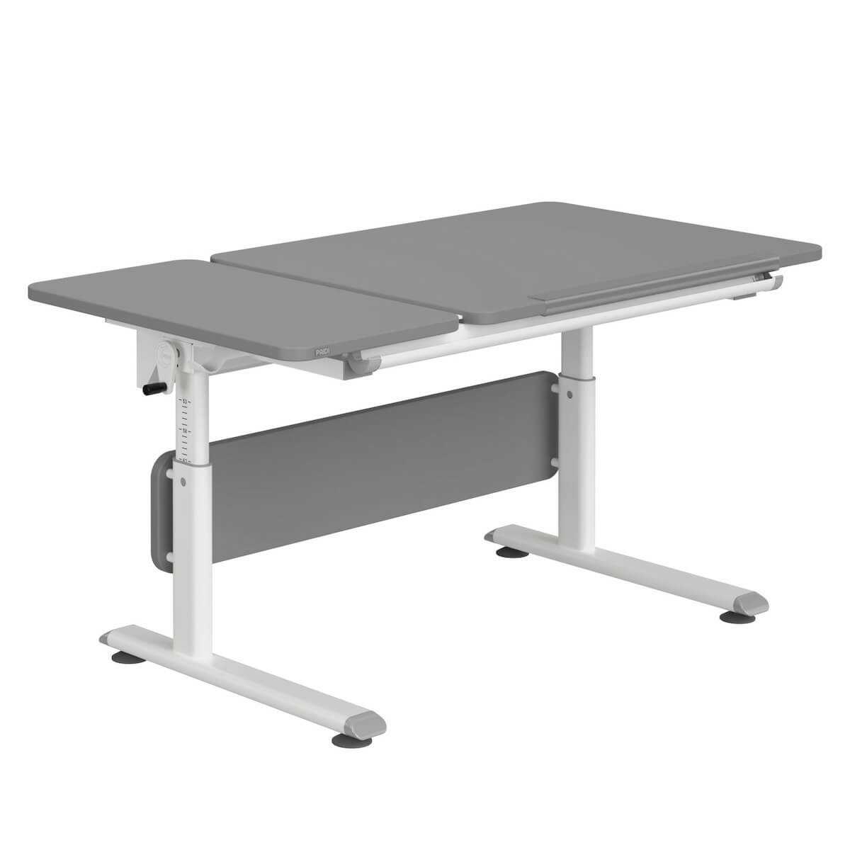 DIEGO GT Schreibtisch 130 x 70 cm, schiefergraue Tischplatte, weißes Gestell DIEGO Schreibtische Paidi Weißaluminium