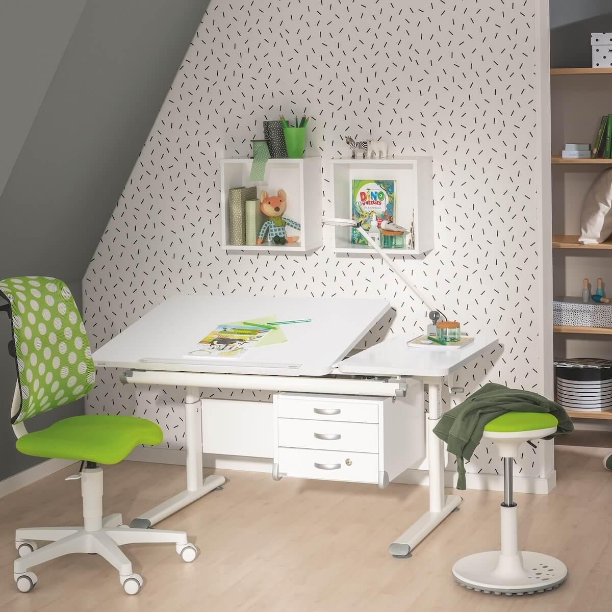 DIEGO GT Schreibtisch 130 x 70 cm, Tischplatte kreideweiß, Gestell weiß DIEGO Schreibtische Paidi Weiß