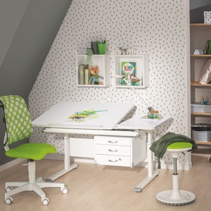 DIEGO GT Schreibtisch 130 x 70 cm, Tischplatte kreideweiß, Gestell weiß DIEGO Schreibtische Paidi Weiß