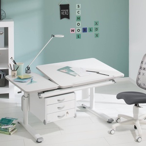 DIEGO GT Schreibtisch 130 x 70 cm, Tischplatte kreideweiß, Gestell weiß DIEGO Schreibtische Paidi Weiß