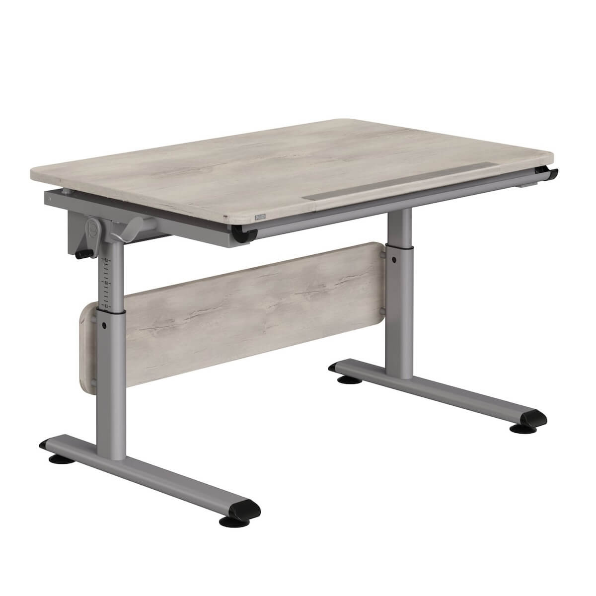 DIEGO Schreibtisch 105 x 70 cm, Tischplatte Eiche nautisch NB, Rahmen silber DIEGO Schreibtische Paidi Silber / Eiche nautisch