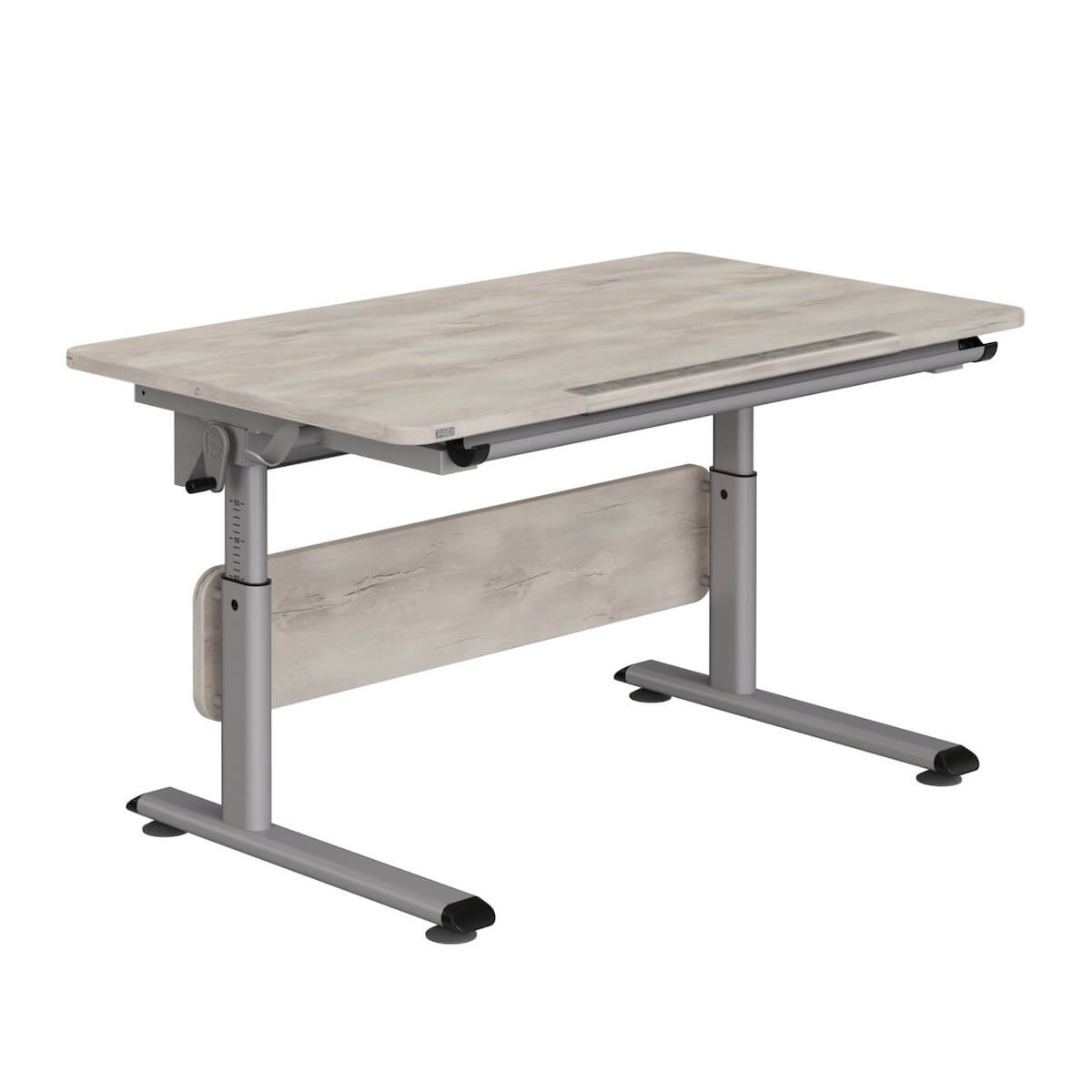 DIEGO Schreibtisch 120 x 70 cm, Tischplatte Eiche nautisch NB, Rahmen silber DIEGO Schreibtische Paidi Silber / Eiche nautisch