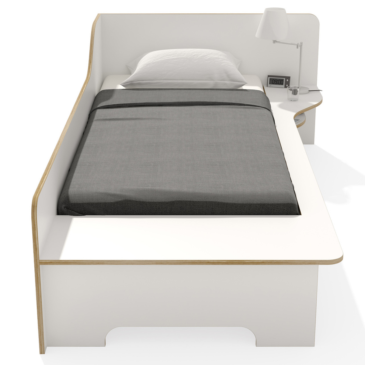 Einzelbett 90x200cm Bettkasten rechte Ausführung PLANE Müller Small Living weiß