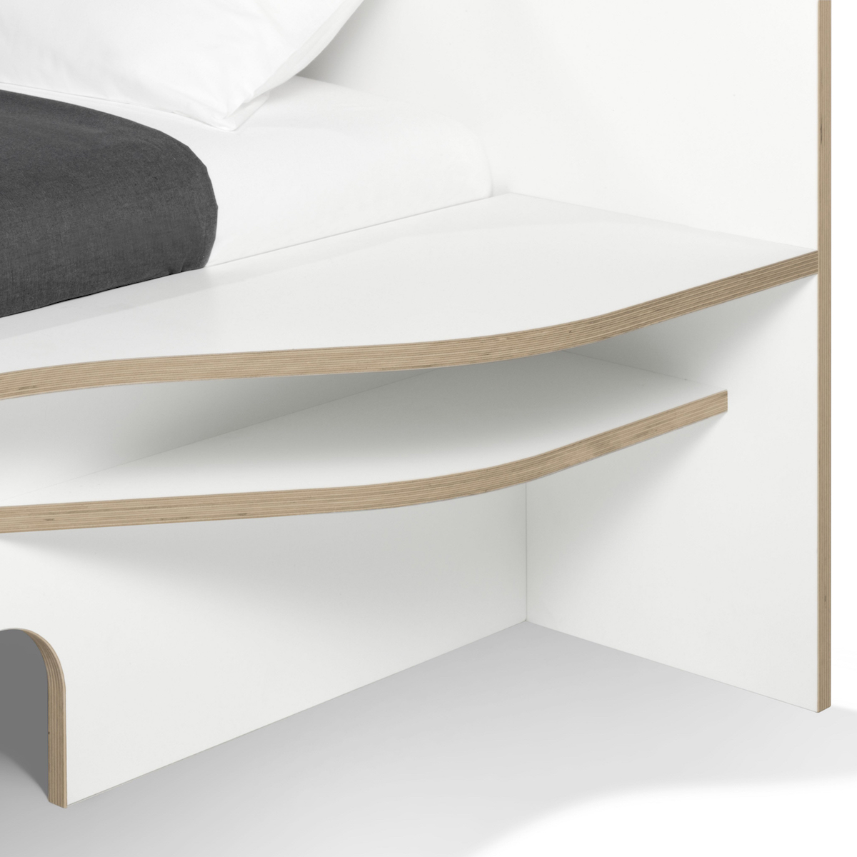 Einzelbett 90x200cm rechte Ausführung PLANE Müller Small Living weiß-Birkenkante