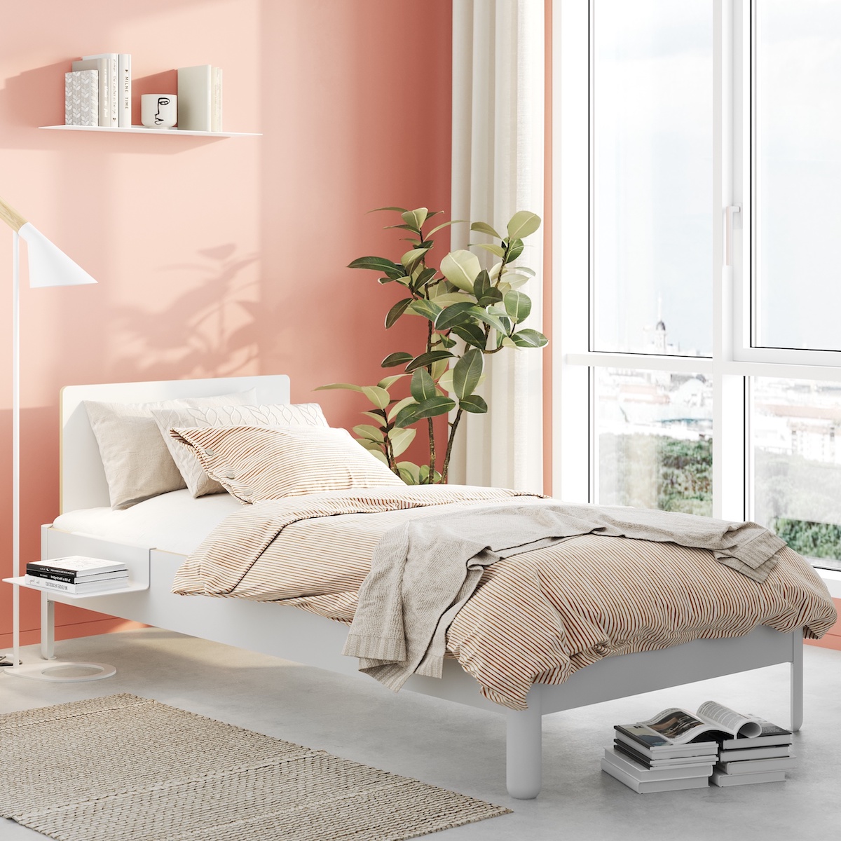 Einzelbett mit Kopfteil 120x200cm NAIT Müller Small Living Reinweiß