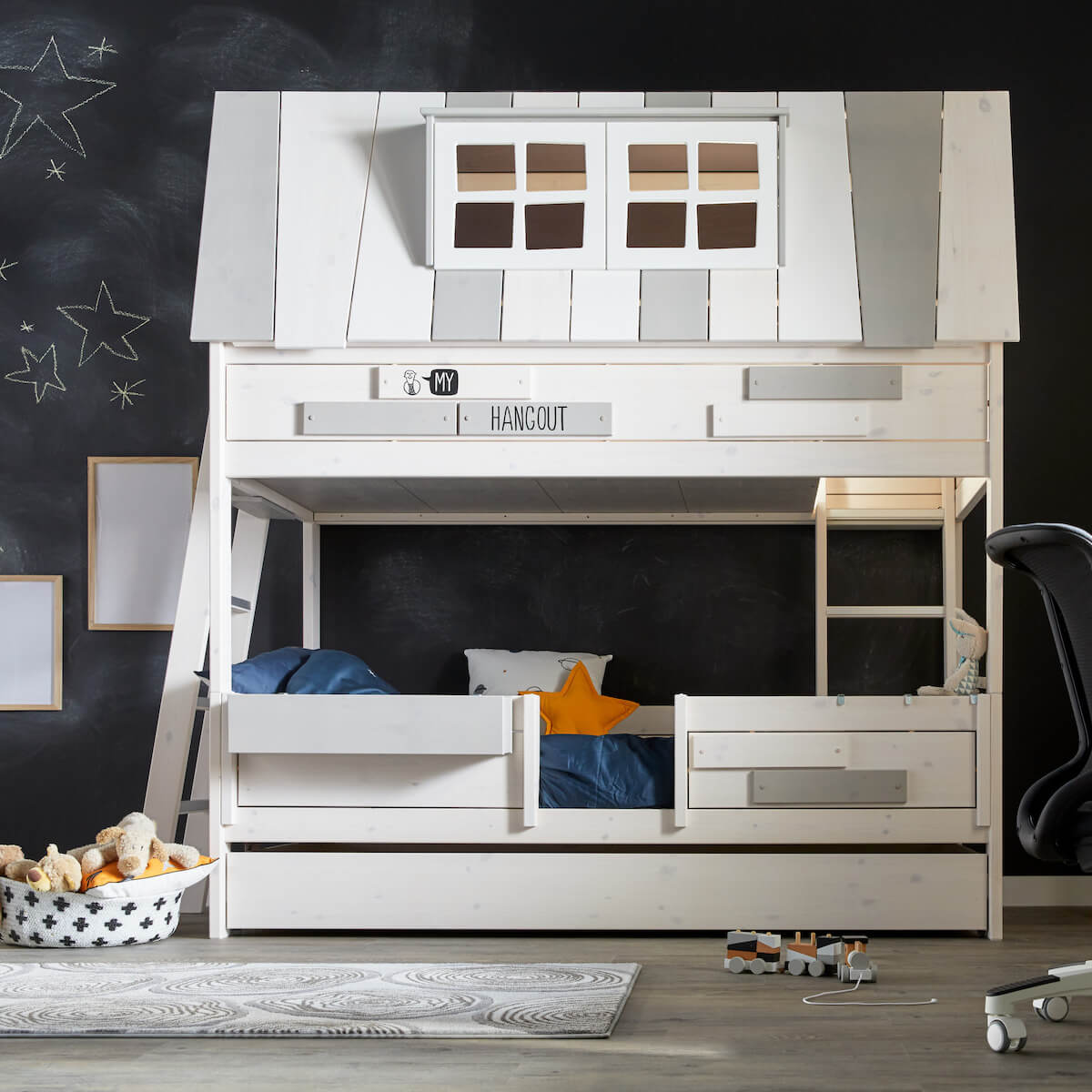 Etagenbett 140x200cm Außenleiter Lattenrost LUXE HANGOUT Lifetime whitewash