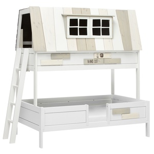Etagenbett 140x200cm Außenleiter mit Deluxe Lattenrost HANGOUT Lifetime weiß
