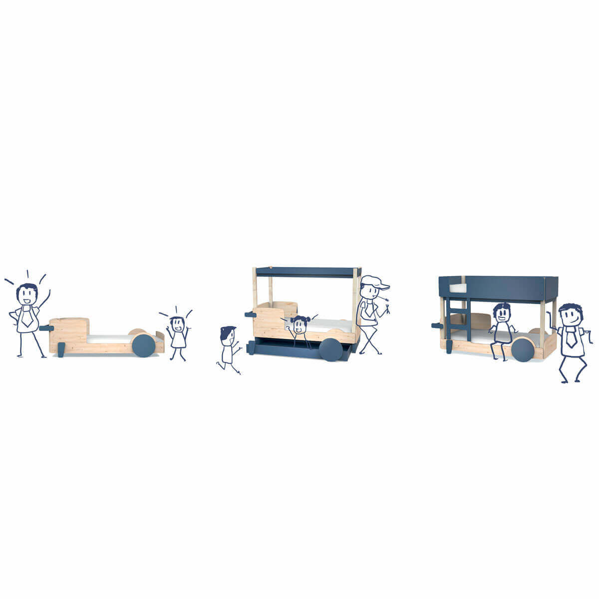 Etagenbett 90x190cm DISCOVERY Mathy by Bols puderrosa