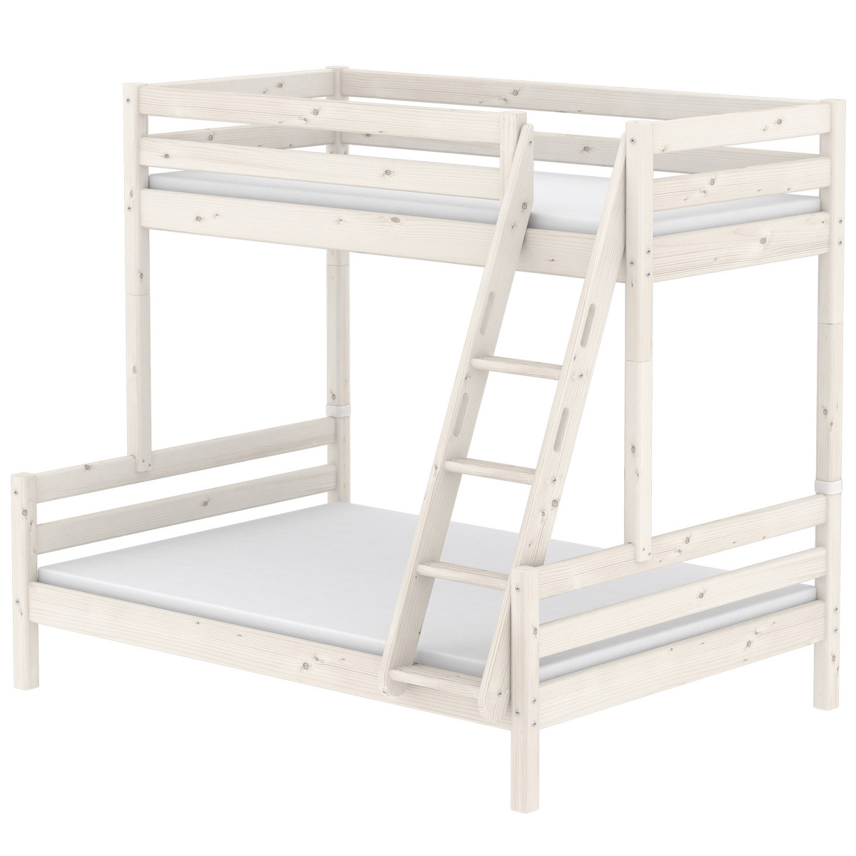 Etagenbett 90x200cm/140x200cm geneigte Leiter CLASSIC Flexa white wash