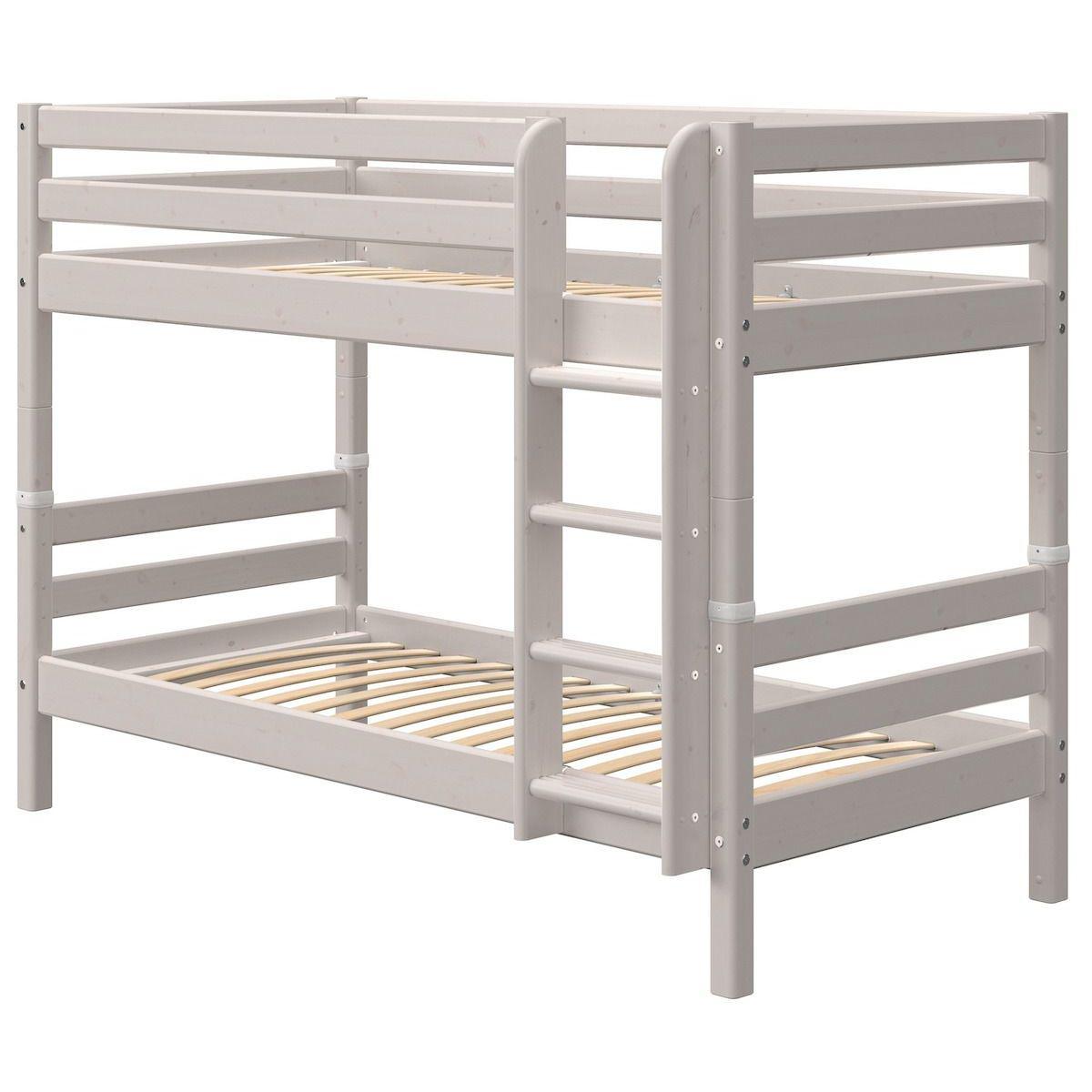 Etagenbett 90x200cm gerade Leiter CLASSIC grey washed